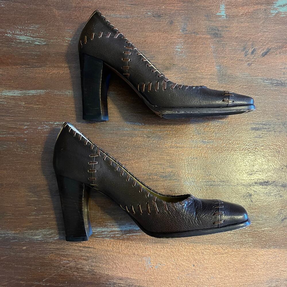 DOLCE & GABBANA Stitched Square Toes Block Heel Women's Shoes Sz 37 / 6.5 US - Picture 5 of 10